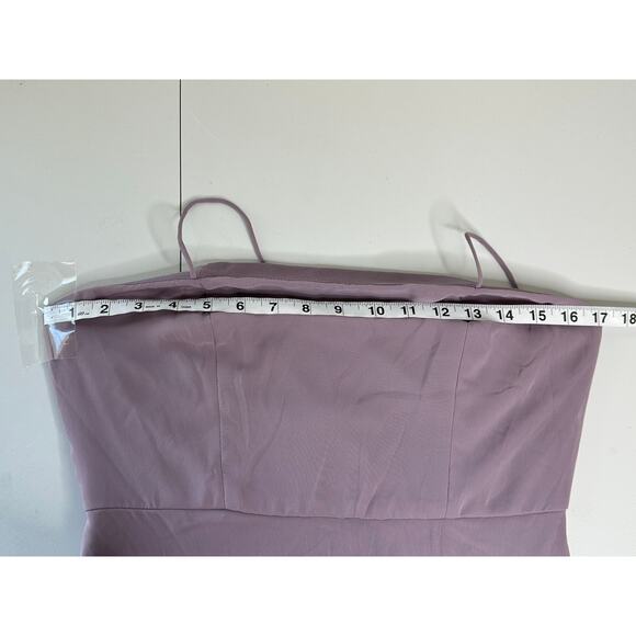 Lovely NWT Lilac Purple Square Neck Chiffon Maxi Dress with Front Slit Formal 6 - Picture 5 of 7